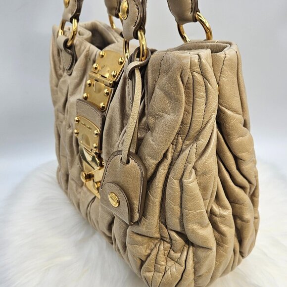 Miu Miu  Matelassé Olive Leather Two-Way Bag - Picture 8 of 17